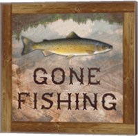 Gone Fishing Salmon Sign Fine Art Print