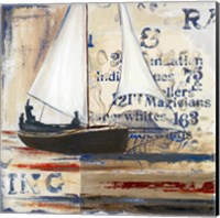 Blue Sailing Race I Fine Art Print