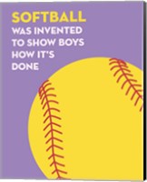 Softball Quote - Yellow on Purple Fine Art Print