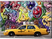 Taxi and Mural painting in Soho, NYC Fine Art Print