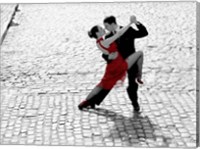 Couple Dancing Tango on Cobblestone Road Fine Art Print