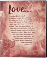 Corinthians 13:4-8 Love is Patient - Pink Floral Fine Art Print