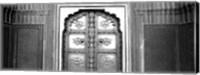 Close-up of a closed door of a palace, Jaipur City Palace, Jaipur, Rajasthan, India BW Fine Art Print