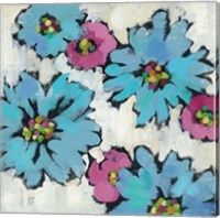 Graphic Pink and Blue Floral III Fine Art Print
