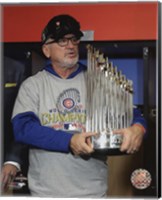 Joe Maddon with the World Series Championship Trophy Game 7 of the 2016 World Series Fine Art Print
