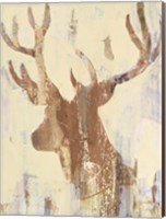 Golden Antlers II Neutral Grey Fine Art Print