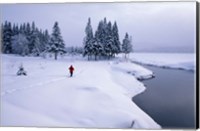 Snowshoeing on the Shores of Second Connecticut Lake, Northern Forest, New Hampshire Fine Art Print