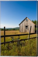 Mountain bike and barn on Birch Hill, New Durham, New Hampshire Fine Art Print