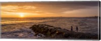 View of Pacific ocean at dusk, Playa Waikiki, Miraflores District, Lima, Peru Fine Art Print