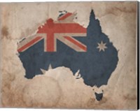 Map with Flag Overlay Australia Fine Art Print