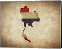 Map with Flag Overlay Thailand Fine Art Print