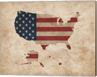 Map with Flag Overlay United States Fine Art Print
