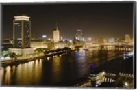 Night View of the Nile River, Cairo, Egypt Fine Art Print