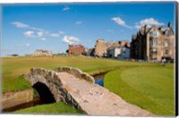 Golfing the Swilcan Bridge on the 18th Hole, St Andrews Golf Course, Scotland Fine Art Print