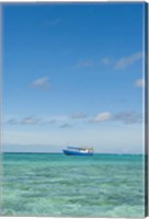 Fishing boat in the turquoise waters of the blue lagoon, Fiji Fine Art Print