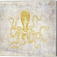 Octopus Geometric Gold Fine Art Print