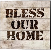 Bless Our Home In Wood Fine Art Print