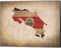 Map with Flag Overlay Costa Rica Fine Art Print