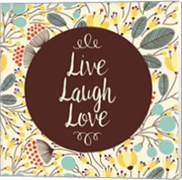 Live Laugh Love Retro Floral White Fine Art Print