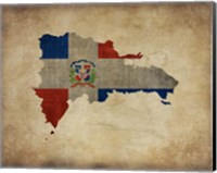 Map with Flag Overlay Dominican Republic Fine Art Print