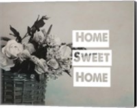 Home Sweet Home Flower Basket Black and White Fine Art Print