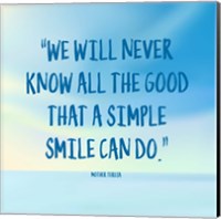 Simple Smile - Mother Teresa Quote (Blue) Fine Art Print