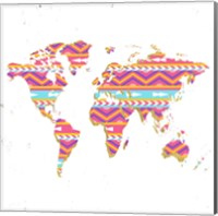 World Map Kilim & Gold Fine Art Print