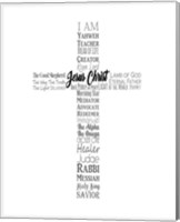Names of Jesus Cross Silhouette White Fine Art Print