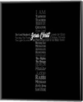 Names of Jesus Cross Silhouette Black Fine Art Print