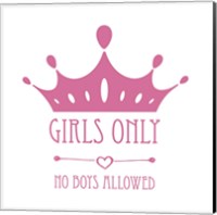 Girls Only Crown Pink on White Fine Art Print