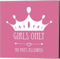 Girls Only Crown White on Pink Fine Art Print