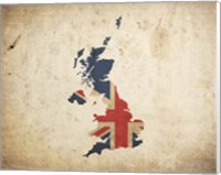 Map with Flag Overlay United Kingdom Fine Art Print