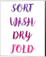 Sort Wash Dry Fold  - White and Purple Fine Art Print