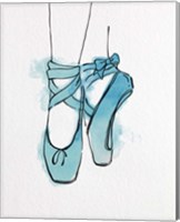 Ballet Shoes En Pointe Blue Watercolor Part III Fine Art Print