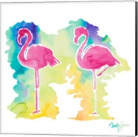 Sunset Flamingo Square II Fine Art Print