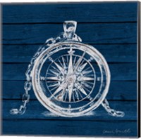 Compass on Blue Wood Fine Art Print