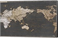 World Map in Gold and Gray Fine Art Print