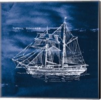 Sailing Ships V Indigo Fine Art Print