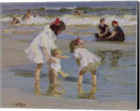 Children Playing At The Seashore Fine Art Print