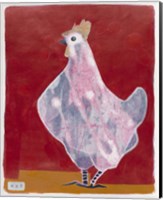 White Hen, Red Background 3 Fine Art Print