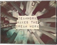Teamwork Makes The Dream Work Stacking Hands Black and White Fine Art Print