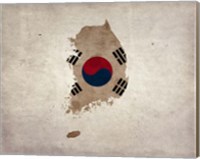 Map with Flag Overlay South Korea Fine Art Print