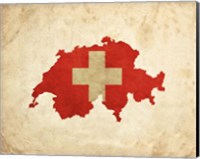 Map with Flag Overlay Switzerland Fine Art Print