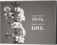 Use Your Mind For Truth - Flowers on Branch Grayscale Fine Art Print