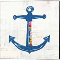 Nautical Collage III on Newsprint Fine Art Print