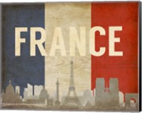 Paris, France - Flags and Skyline Fine Art Print