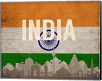 New Delhi, India - Flags and Skyline Fine Art Print