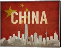 Beijing, China - Flags and Skyline Fine Art Print