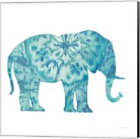 Boho Teal Elephant I Fine Art Print