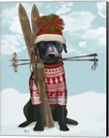 Black Labrador, Skiing Fine Art Print